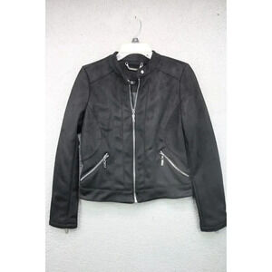 JZ Black Faux Suede Jacket-Sz. Small-Full Zip-Zipped Pockets/Sleeves-Lined